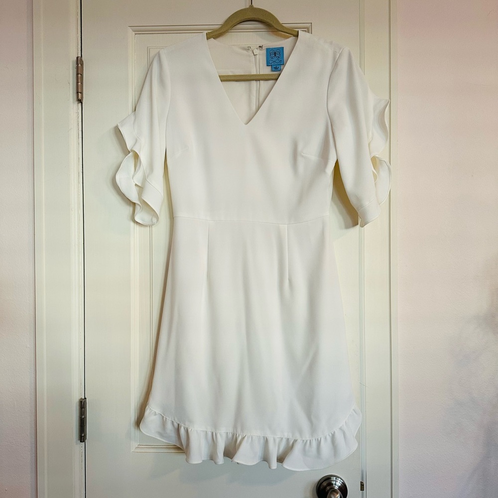 Cece white ruffle dress